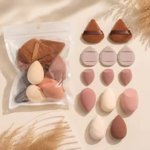 14Pcs Makeup Sponge Puff Set Velvet Triangel Powder Puff Beauty Egg Mini Finger Cosmetic Puff For Lo
