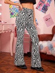 Shein Zebra Print Flare Pants