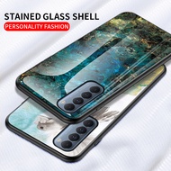 OPPO Reno 4 4G Reno 4 Pro Reno4 F Reno 4 Z 5G Fashion Marble Texture Tempered Glass Protective Cover Hard Back Phone Case