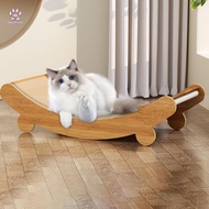 (The Bool's) 2 IN 1 Cat Claw Board Cat Dog Rocking Chair Wooden Chair Pet Bed Cat Bed Scratching Boa