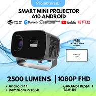 A10 Android 11.0 Wifi 2500 Lumens LED Mini Projector | Mni Portable Projector | 4k Full HD Android P