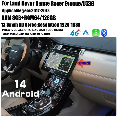 For 2012-2018 Land Rover Evoque/L538 Multimedia Player Radio 4G screen Carplay Qualcomm Android 14.0