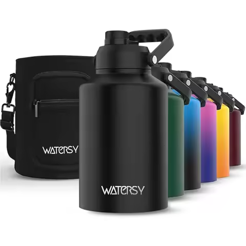 WATERSY 64/87/128oz Large Capacity Insulated Water Bottle Stainless Steel Thermal with Lift Hands Ou