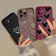Black Love Heart Phone Casing For Samsung Galaxy A10 A10S A20S A11 A01 J7 Prime A03 Core J4 J6 J8 Pl