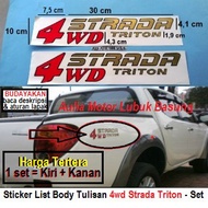 sticker stiker list strip body bak tulisan 4 wd 4wd strada triton l200