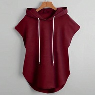 เสื้อฮู้ดผ้าดิบสีพื้นผูกเชือกไซส์ใหญ่