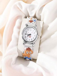新款卡通小狗圖案兒童矽膠石英手錶,男女皆宜
