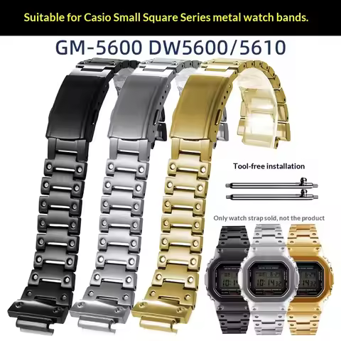 Stainless Steel Modified Watch Band for Men Metal Bracelet Replacement Strap Compatible with Casio D