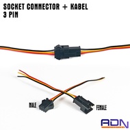 ADN Kabel Buntung Konektor JST 3 Pin Male Female Soket LED Strip Socket 3P Connector Lampu LED