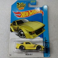 Hot Wheels Mazda RX7 RX-7. Us Card HW City 2014 Night Burnerz. Yellow.