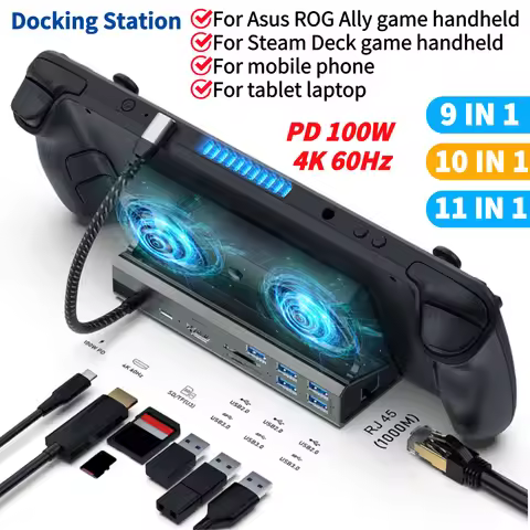 TV Base Stand HDMI-Compatible Dock Console Hub 4K 60Hz USB C Docking Station Gigabit Ethernet 1000Mb