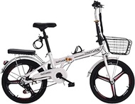 Adult Folding Bike,Foldable Bicycle with 6 Speed Gears High Carbon Steel City Folding Bike with Mudguard Rear Carrier Portable Bikes