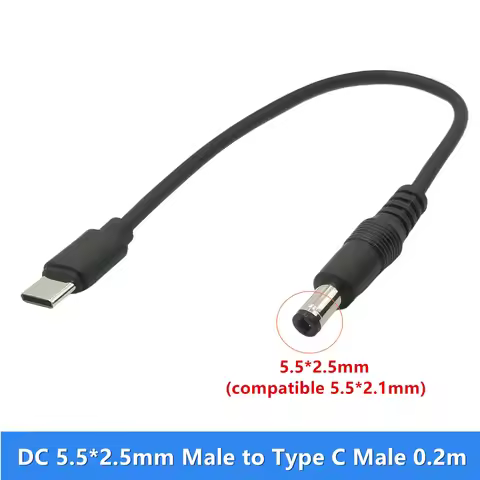 0.2M 1M USB 3.1 Type C USB-C to DC 5.5x2.5mm Power Plug Extension Charge Cable for Apple New Laptop
