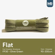 HIJAU MR Shoelaces FP30 Olive Green (Olive Green) Flat Polyester Shoelaces 7mm 80cm 90cm 100cm 120cm