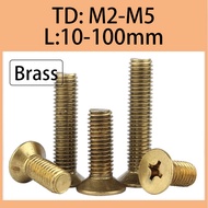 Brass countersunk bolt Flat head copper screw fitting small screw Cross countersunk screw M2M2.5M3M4M5