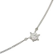 สร้อยคอเพชรเม็ดเดียวสำหรับผู้หญิงมือสอง ทำจากแพลตตินัม (Pt850) พร้อมเพชร D0.361 น้ำหนักประมาณ 3.8 กร