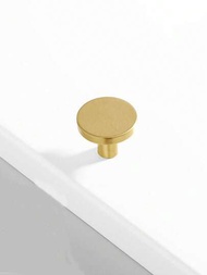 圓形櫥櫃旋鈕,採用米黃色亮銅拉絲工藝,適用於廚房櫥櫃、梳妝臺,實心鋁合金單孔把手