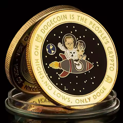 1 Piece Dogecoin Cryptocurrency Coin Musk and Doge To The Moon Collectible Physical Crypto Coin Gold