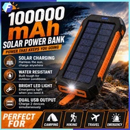⭐Ready⭐Original 100000mAh Solar Power Bank waterproof compass PowerBank Strong Flashlight Torch