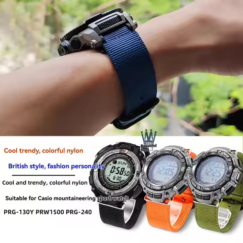 for Casio PRG-240 PRG-130Y/T PRW-1500 PRG-130 Climbing Nylon Canvas Waterproof Strap and Tool Sports