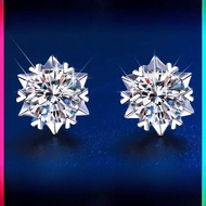 PT950 Platinum Diamond Moissanite Earrings Pure Silver Sparkling Trendy Snowflake Ear Jewelry Women'