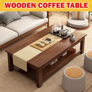 H226 Wooden Coffee Table Classic Elegant Modern Style Living Room Balcony Side Table Wide Double Sto