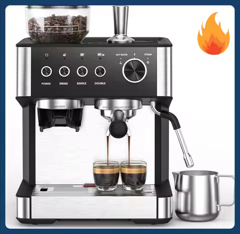 [Discounted Price!](2025 Upgrade) 20 Bar Espresso Machine with Built-in Anti-Clog Coffee Grinder, Ex