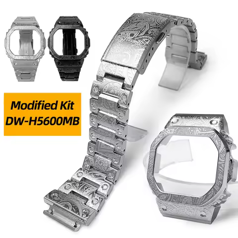 Stainless Steel Modified Kit For Casio DW-H5600 DW-H5600MB Small Square Metal Bezel Case Watch Band 
