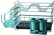 Space Saving Dish Rack Dish Rack Dish Drying Rack With Drip Tray Cutlery Holder, Dish Drainer With Drainboard For Kitchen Counter Dish Drying Rack (Color : Blue)