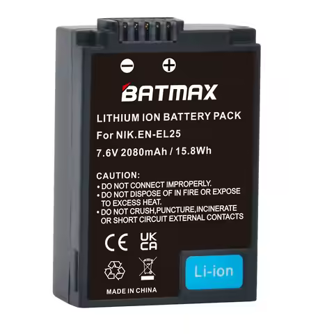 Batmax EN-EL25 EN EL25 Battery 2080mAh + LED Dual Charger for Nikon Z50, Z50 II, Z30,ZFC Camera MH-3
