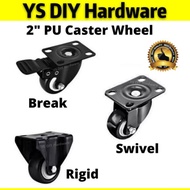 2'' Roda PU / Heavy Duty PU Castor Wheels Trolley Caster