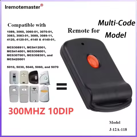 2026 New For Multi-Code Model 3060 3089 10 Dip Switch Garage Door Remote Control 300MHz Transmitter