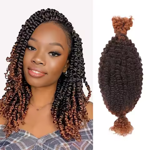 QVR Spring Twist Crochet Human Hair Ombre T1B/30 Afro Kinky Curly Braiding Hair Extension 1Pcs/50g P