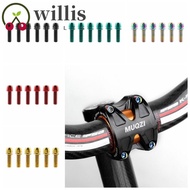 WILLIS 6pcs/set Bicycle Handlebar Screws, Titanium-plated Stainless Steel Bike Handle in Bolts, Fix Bolt M5 * 17MM Stem Riser Bicycle Disc Brake Caliper Bolt Mountain Bike