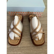 DANDT Zero Size Genuine Leather Strap Cover Toe Sandals (Size: 36)