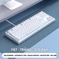Bàn phím cơ gaming SIDOTECH Y87 không dây bluetooth 3 mode hotswap 5 pin tkl87 led rgb keycap pbt ni
