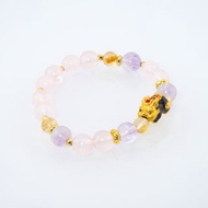 寶麗金珠寶-黃金溫感貔貅粉晶造型手鍊