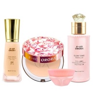 日本Orora 膠原控油粉餅+奇蹟親肌粉底液+粉底液掃+去角質精華水