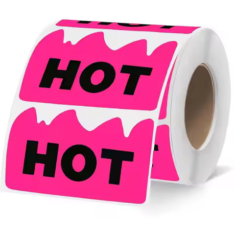 250Pcs 1.18*2in Irregular-Shaped Fluorescent Pink Hot-Selling Product Stickers, Convenience Store an
