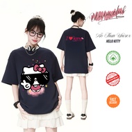 [Super Speed 4h] Hello Kitty Wearing Glasses Gangster T-shirt Premium Cotton Loose Form 2-Way Stretc