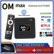 OM MAX Android TV Box Android 14.0 Voice Remote Control Supports WiFi 5G and Bluetooth 5.0 Full Chan