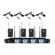 Wireless Lavalier Microphone UHF Professional Church Microphone System 4 Lapel