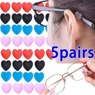 5Pairs/Set for Glasses Eyeglasses Holder Love Heart Shape Mini Silicone Anti-Slip Cover Holder Glass