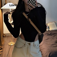 Lovito Casual Plain Cut Out Bodysuit for Women LNE30293 (White/Black) Lovito Bodysuit Cut Out Polos 