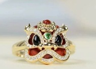 新年醒獅戒指女個性國风宫廷時尚設計小眾原創國潮復古開口食指環