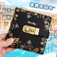 Square Notebook Locked Password Notebook Portable Handbook Travel Stamp Book Password Diary