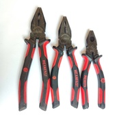 Multi-purpose pliers, electric pliers, wire cutting pliers with insulated plastic handle and leather