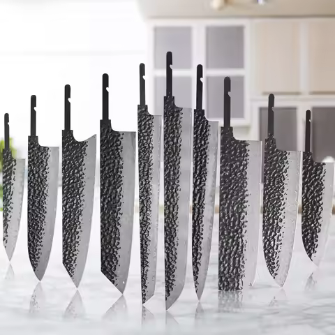 TURWHO 1-10 Pieces Japanese Chef Knife Blank Blade DIY Damascus Steel VG10 Core Kitchen Knives Set K