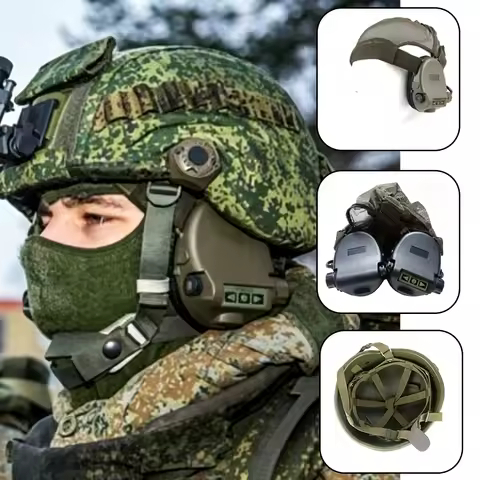 Russian 6B47 Tactical Helmet Set - EMR Camo Cover 6M2 Noise Cancelling Headset for Airsoft, Wargame,