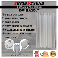 B1 Ready Made Curtain100%Blackout Siap Jahit Langsir (Free Hook/Ring)Langsir RAYA Kain Tebal 100%Polyester Blackout